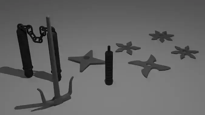 Toy Japanese Ninja Weapon Set 3D print model