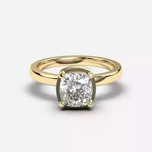 Cushion Diamond Bezel Setting Solitaire Diamond Ring