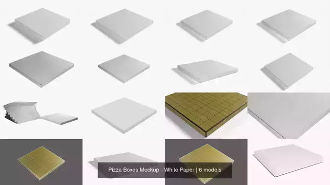 Pizza Boxes Mockup - White Paper