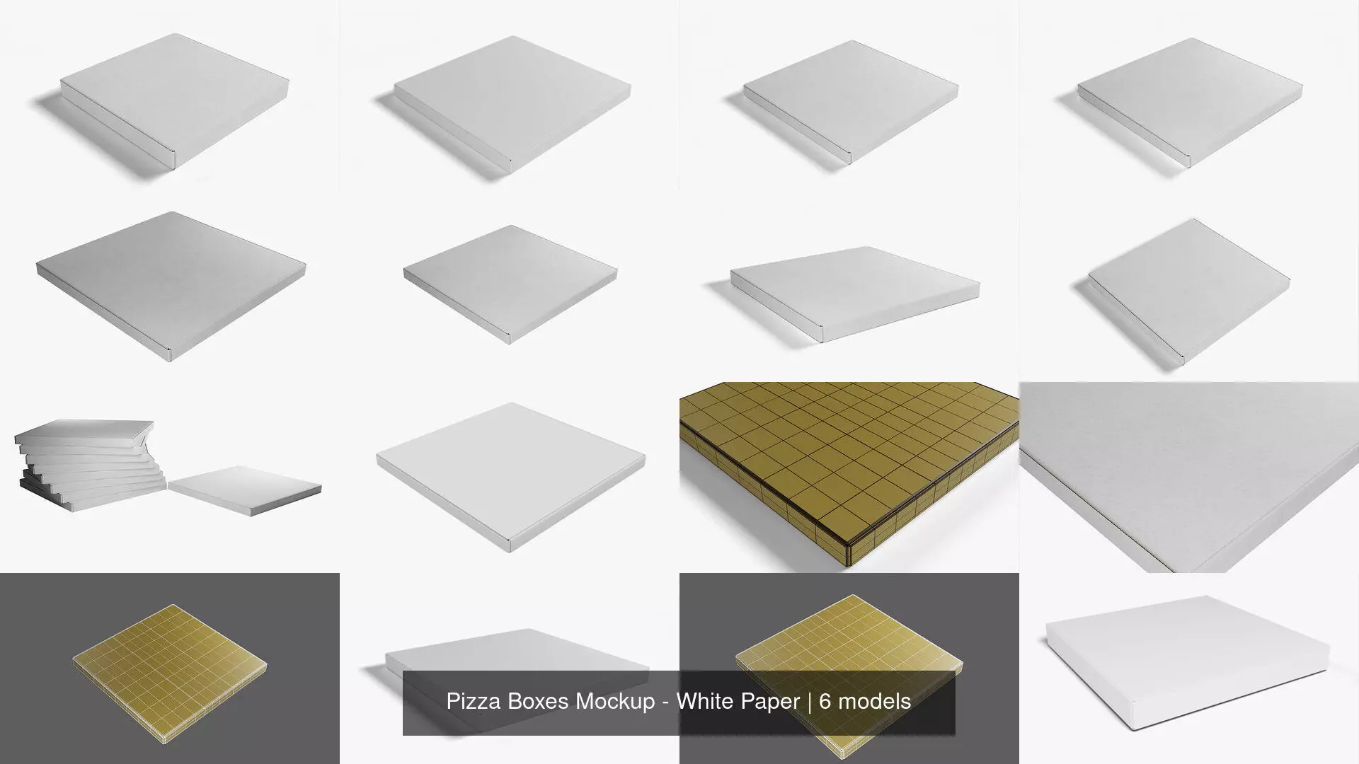 Pizza Boxes Mockup - White Paper 3D Model Collection_13