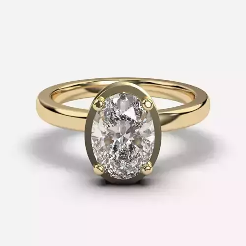 Oval Diamond Bezel Setting Solitaire Diamond Ring