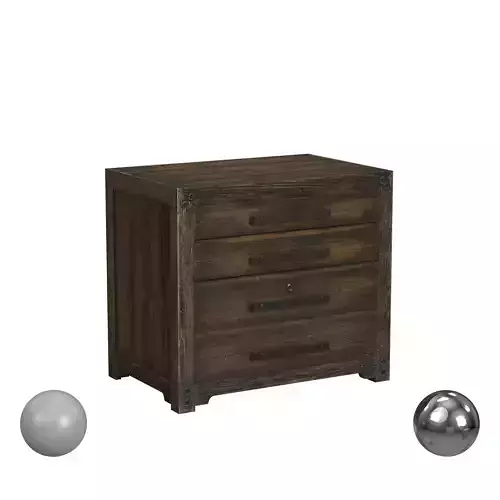 Meredith Distressed Walnut Metal File Cabinet 3D model
