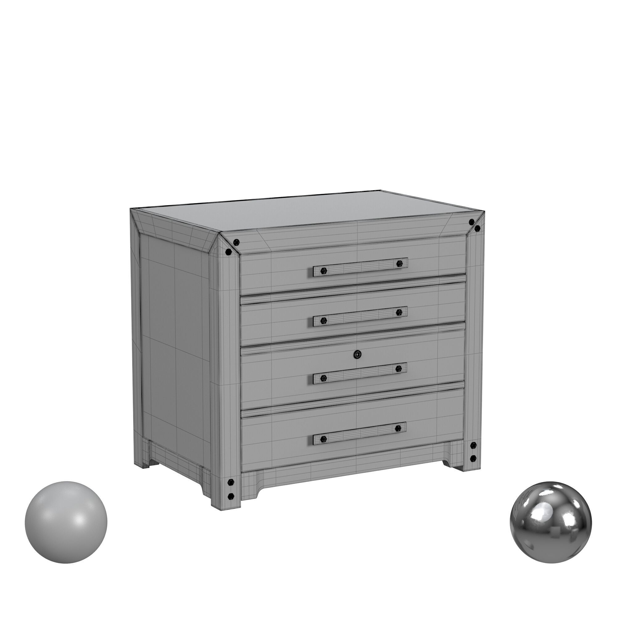 Meredith Distressed Walnut Metal File Cabinet 3D model_3