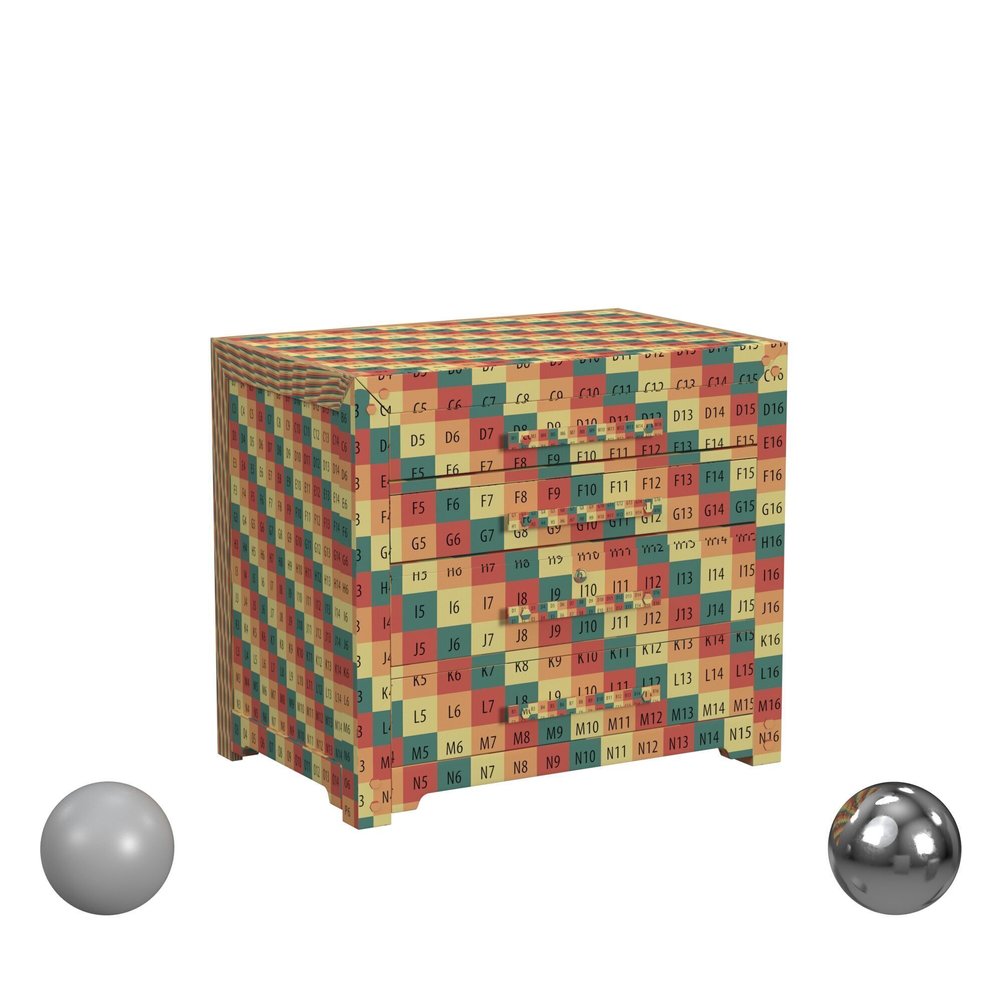 Meredith Distressed Walnut Metal File Cabinet 3D model_2