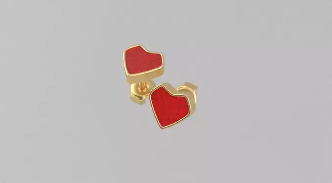 Heart-Shaped Gold Earrings 3D Model for Enameling 