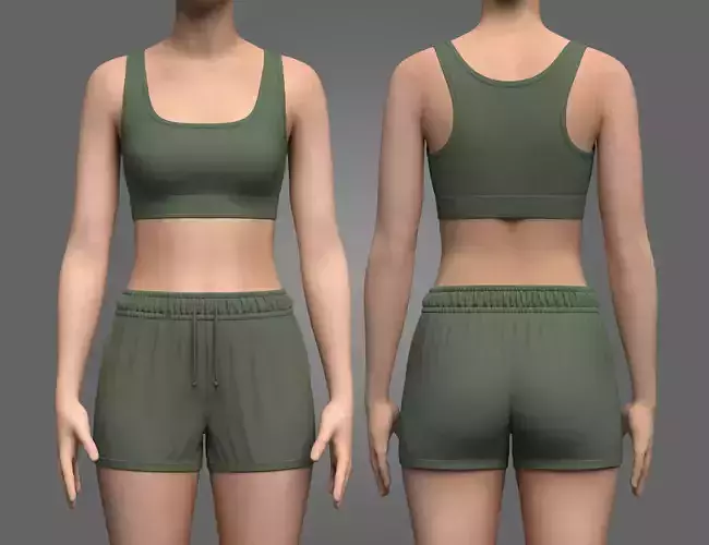 Female Sports Bra and Swim Shorts
