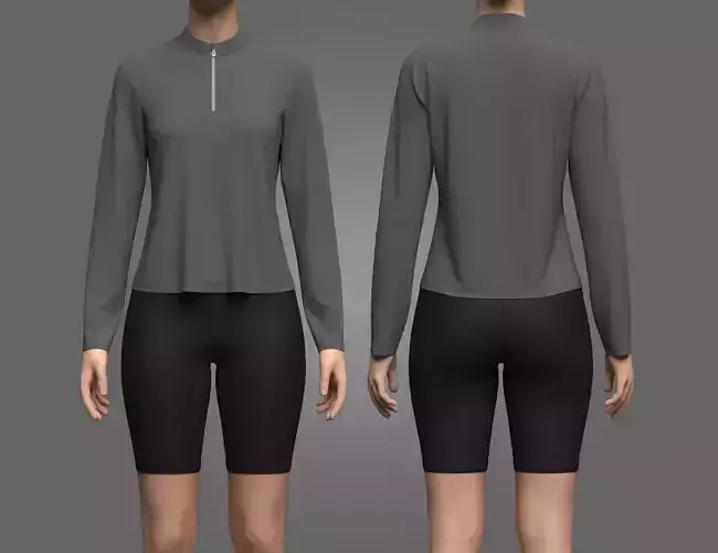 Female Half Zip Tshirt