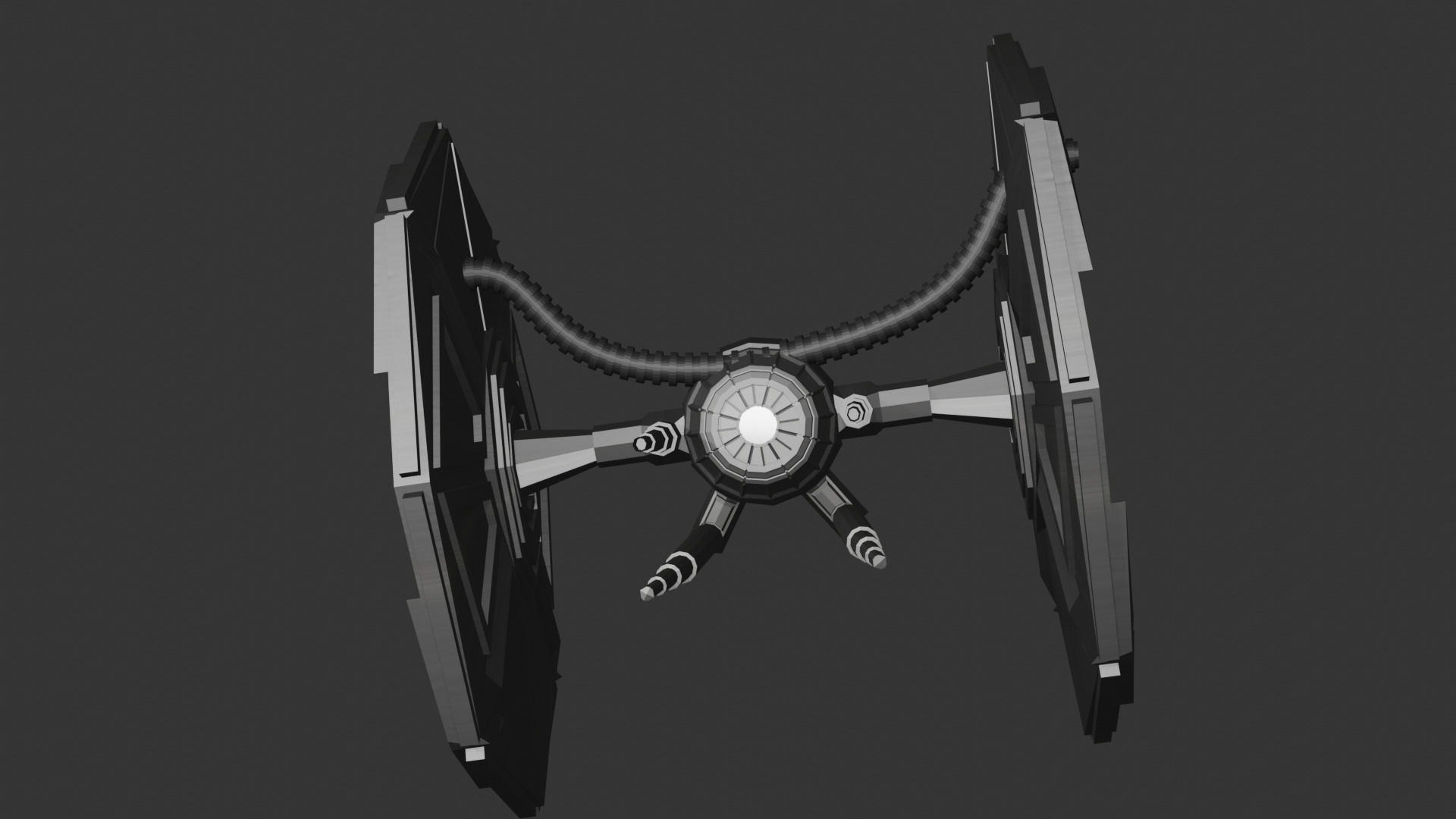 Custom Star wars Tie fighter Low-poly 3D model_1