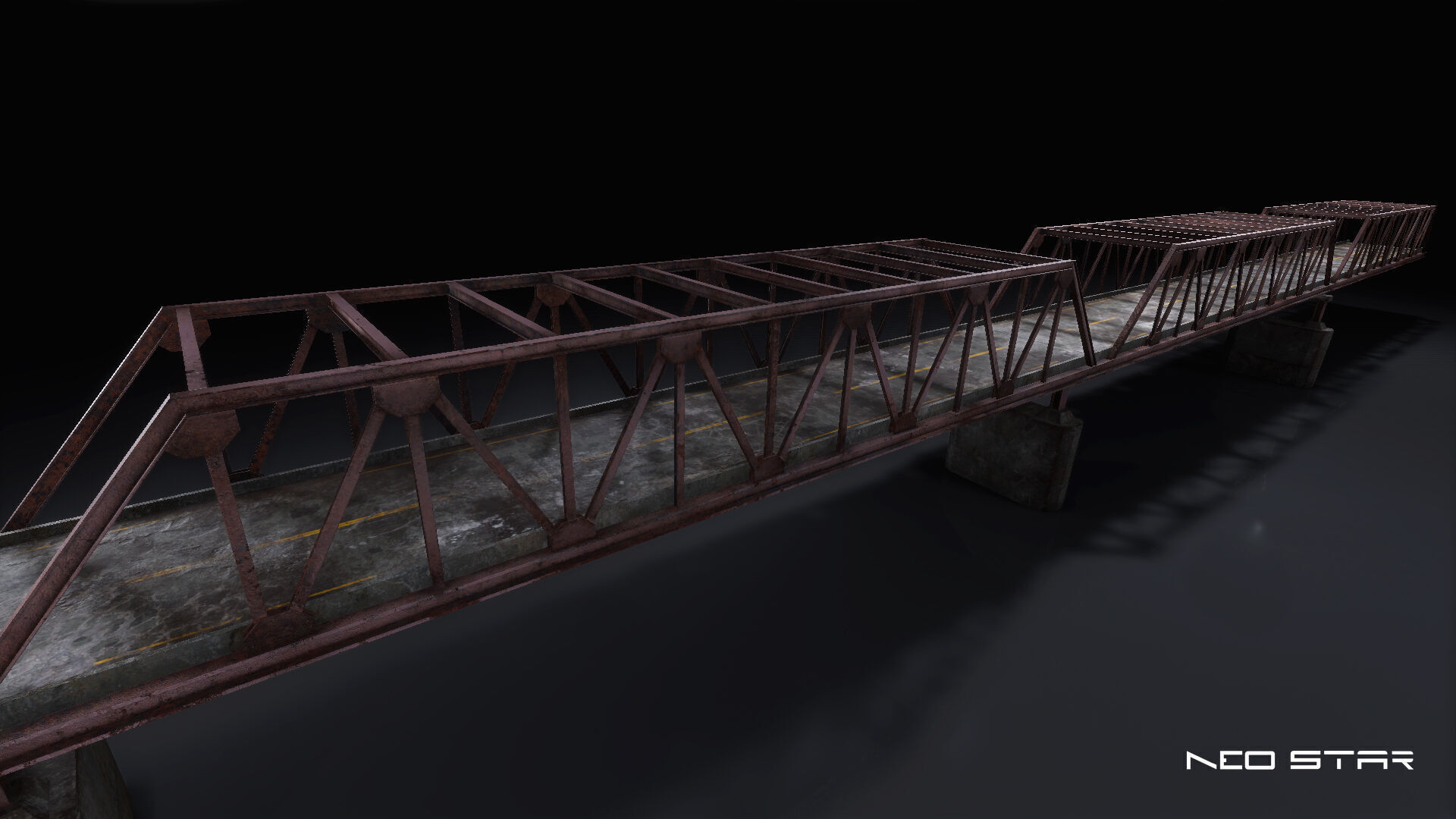 Low Poly Modular Broken Bridge 2 Low-poly 3D model_4