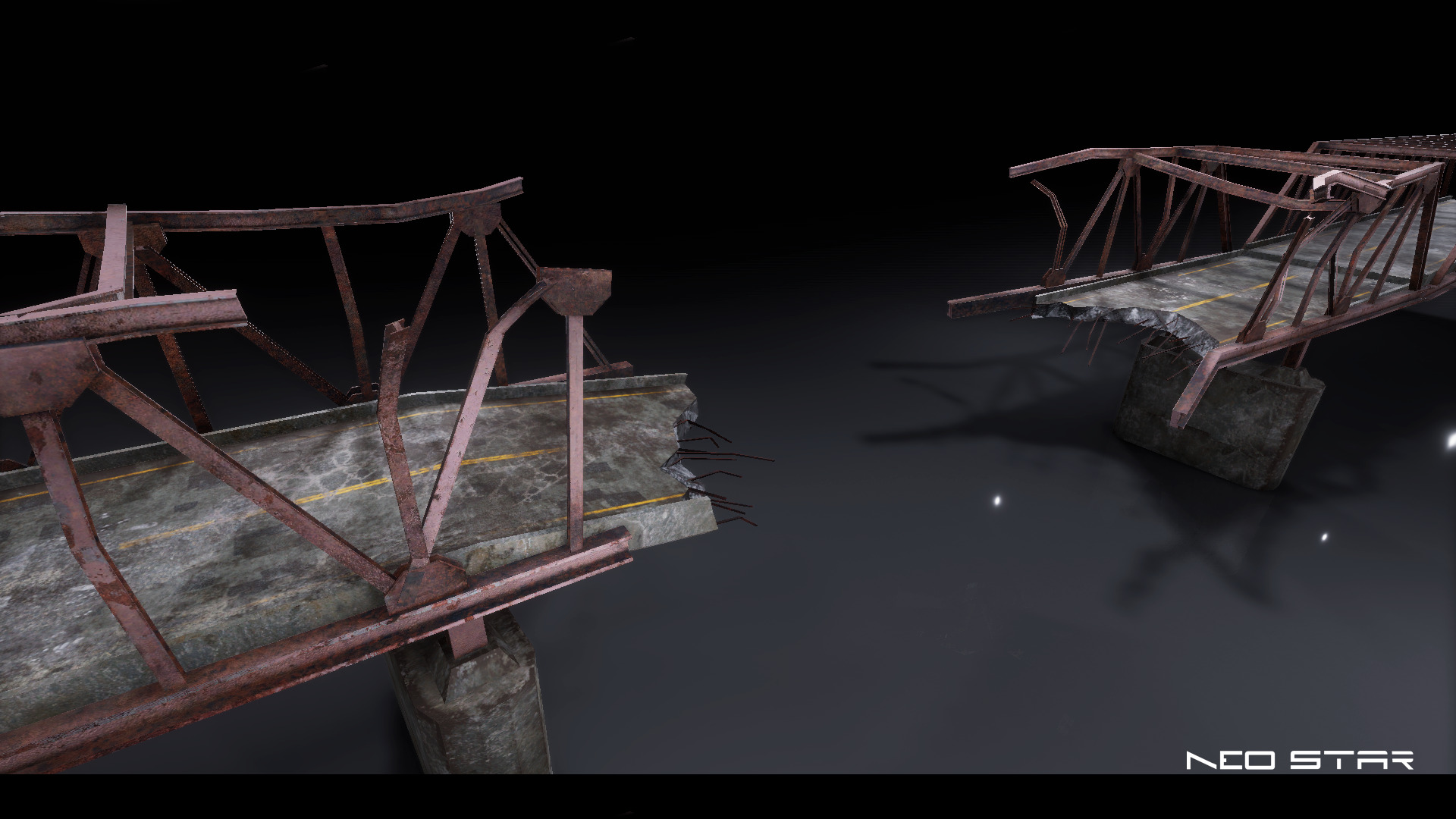 Low Poly Modular Broken Bridge 2 Low-poly 3D model_1