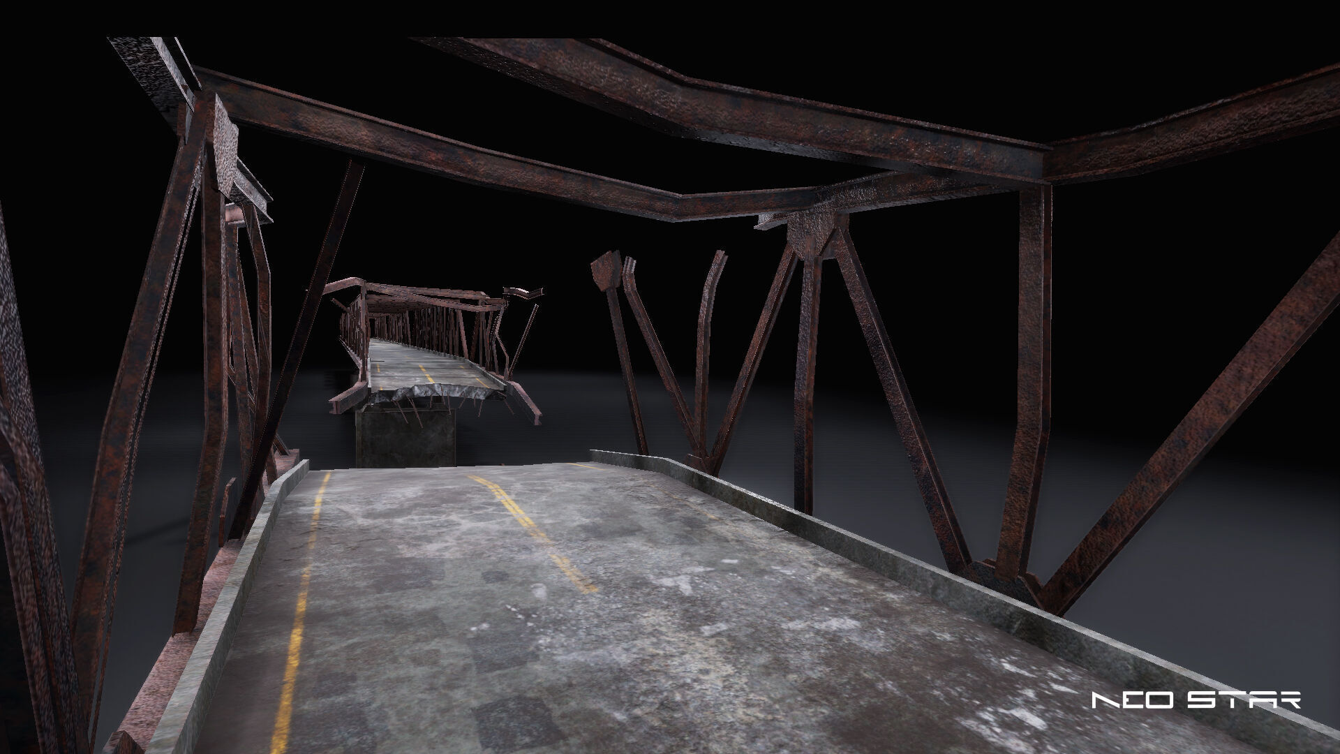 Low Poly Modular Broken Bridge 2 Low-poly 3D model_2