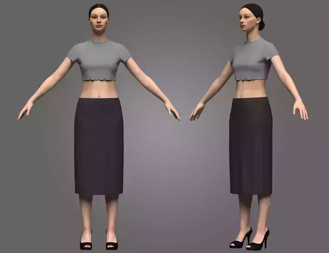 Female Elastic Top and Waist Skirt
