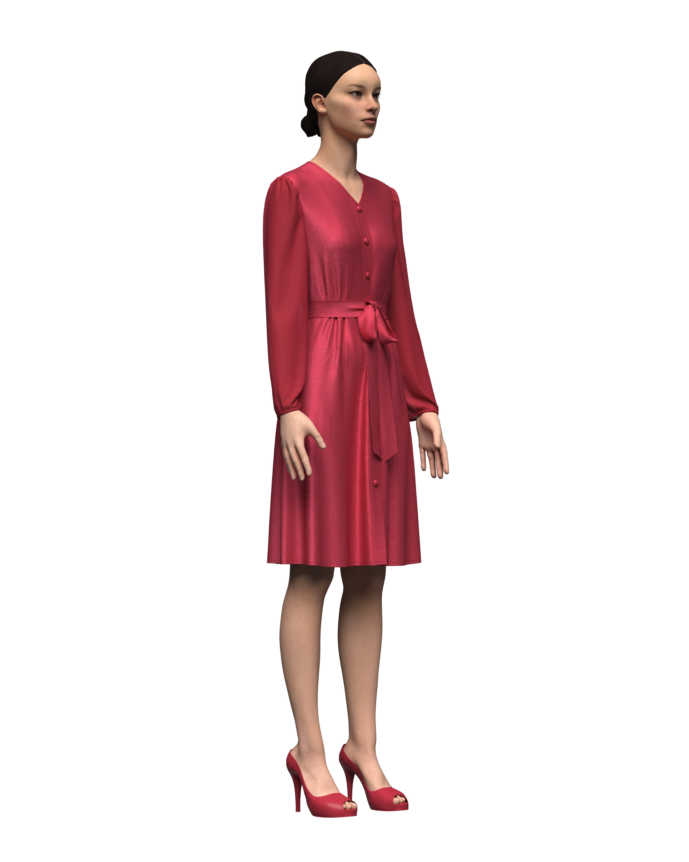 Female Princess Dress 3D model_5