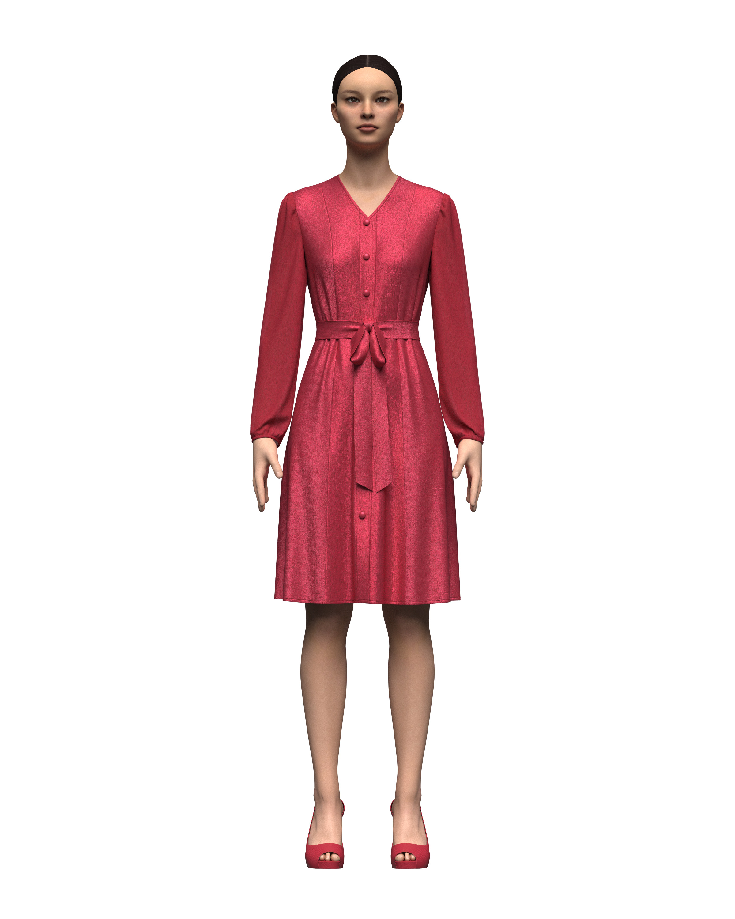 Female Princess Dress 3D model_4