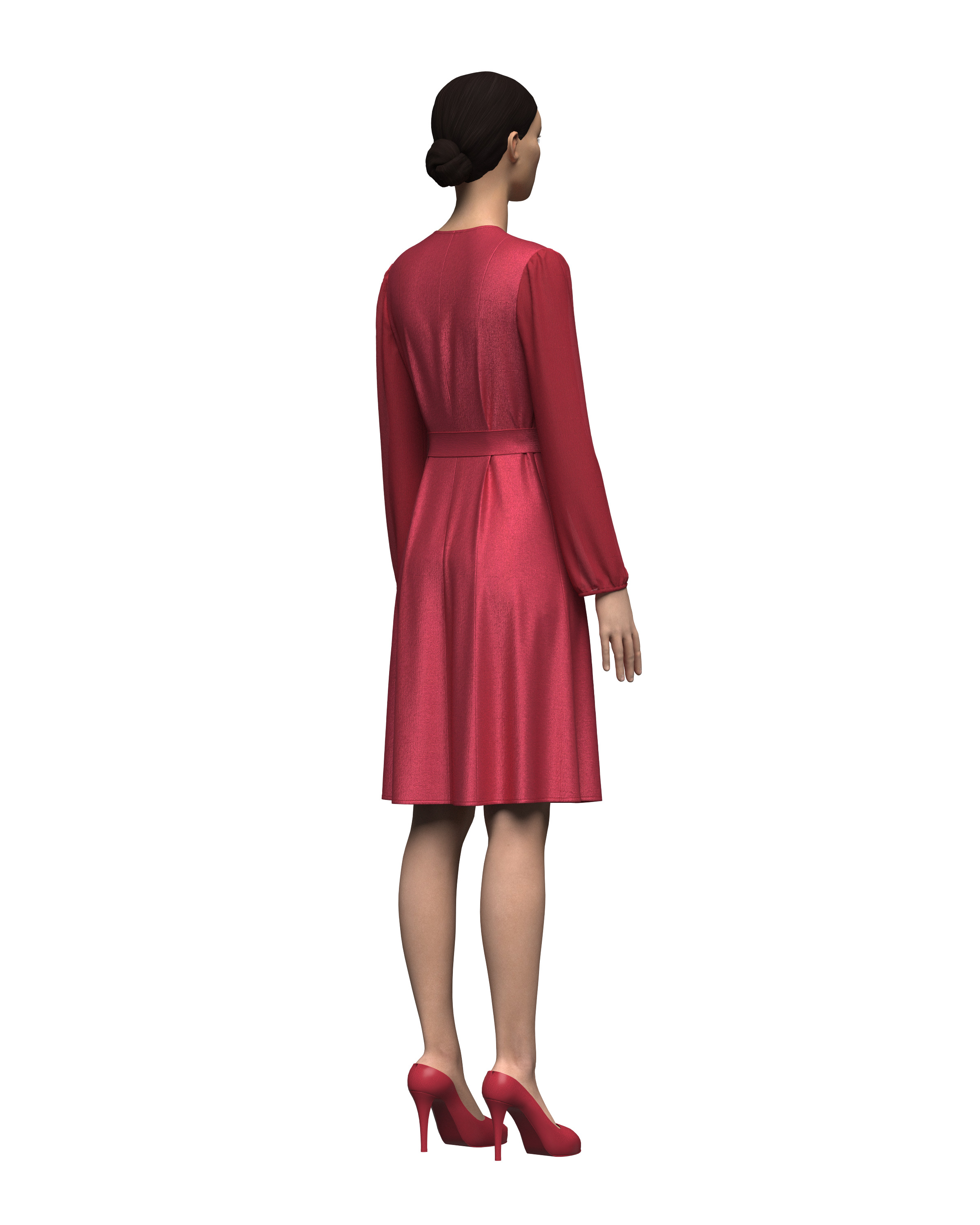 Female Princess Dress 3D model_7