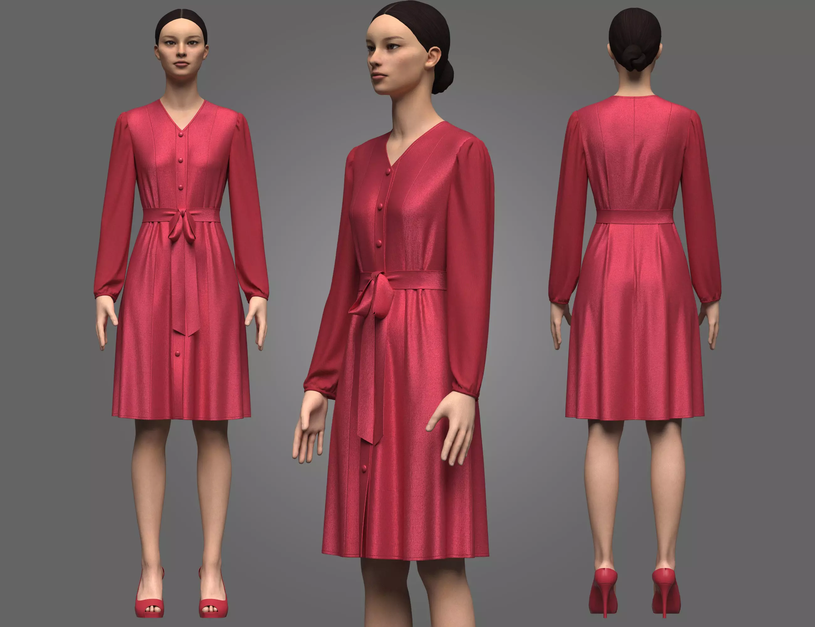 Female Princess Dress 3D model_0