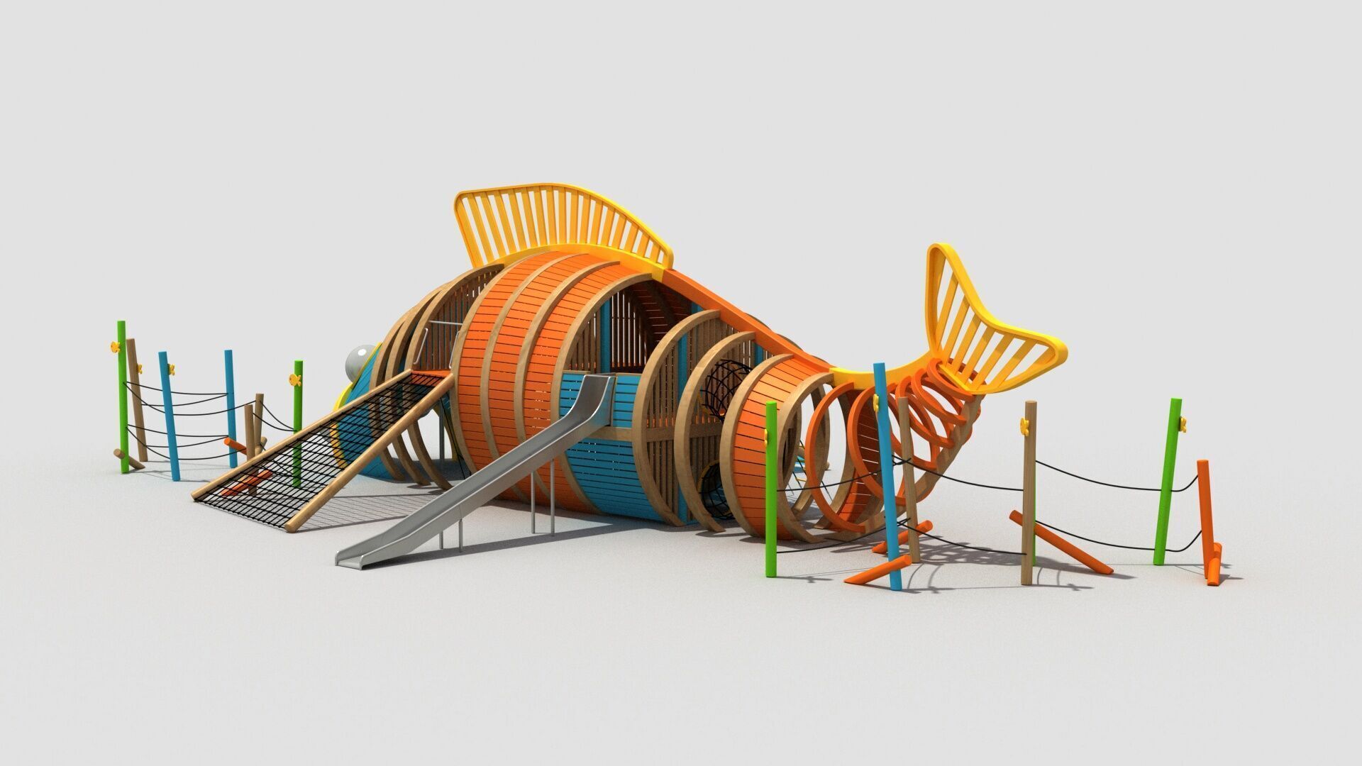 Fish themed playground combination 3D model_4