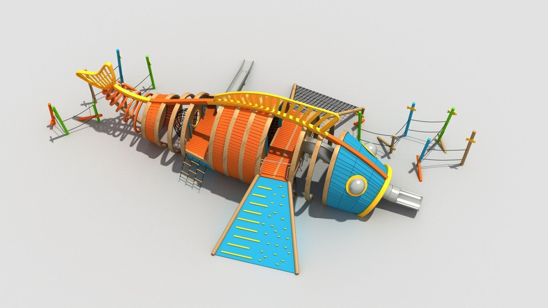 Fish themed playground combination 3D model_7