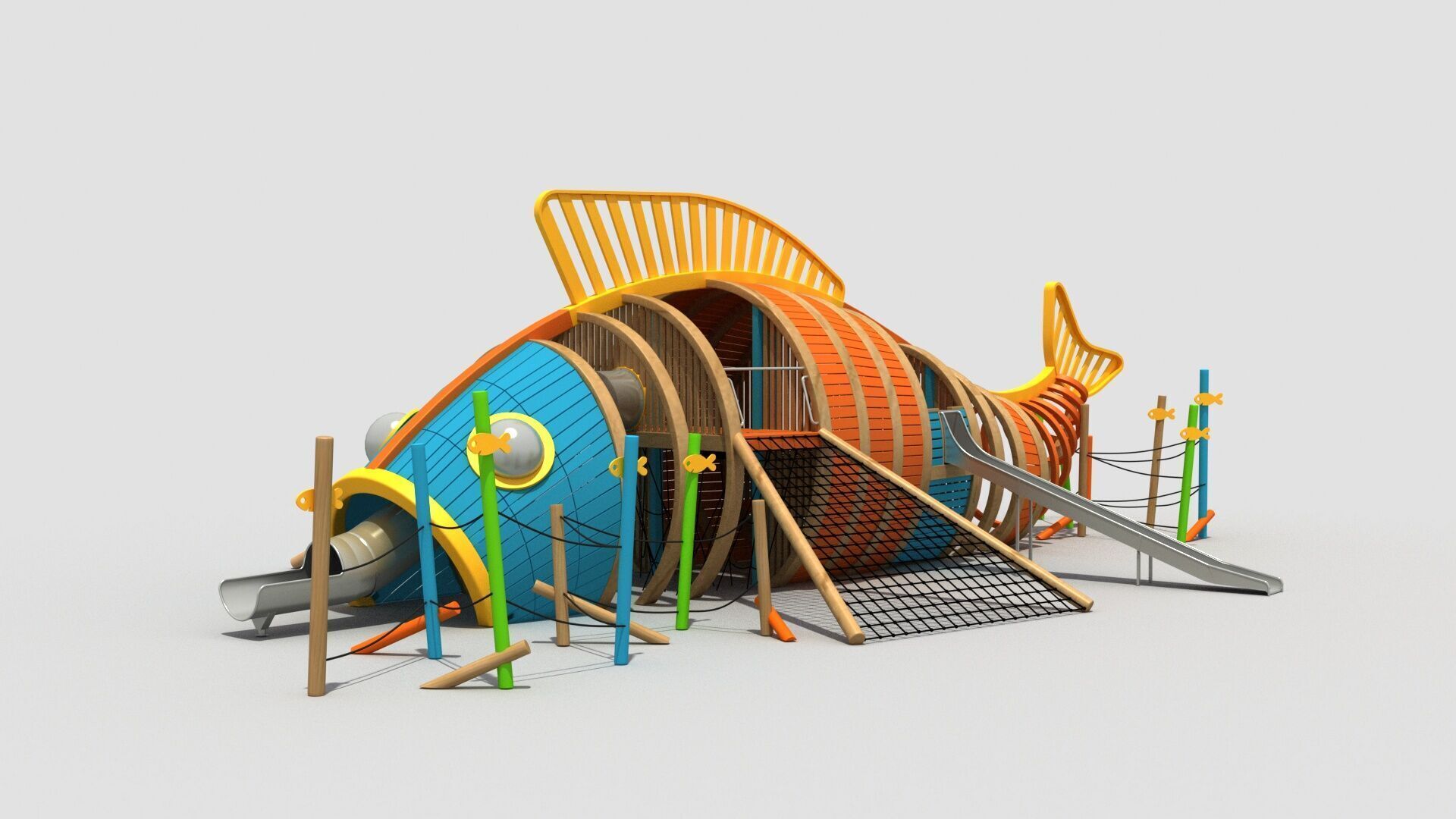Fish themed playground combination 3D model_3