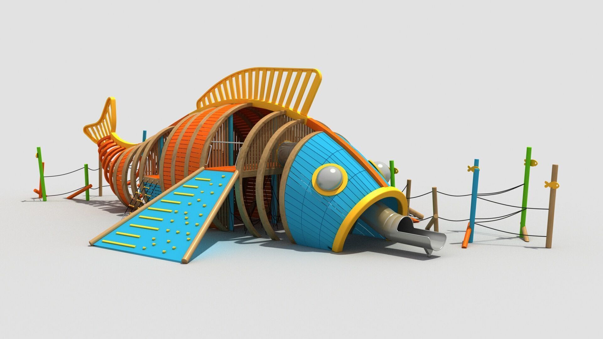 Fish themed playground combination 3D model_2