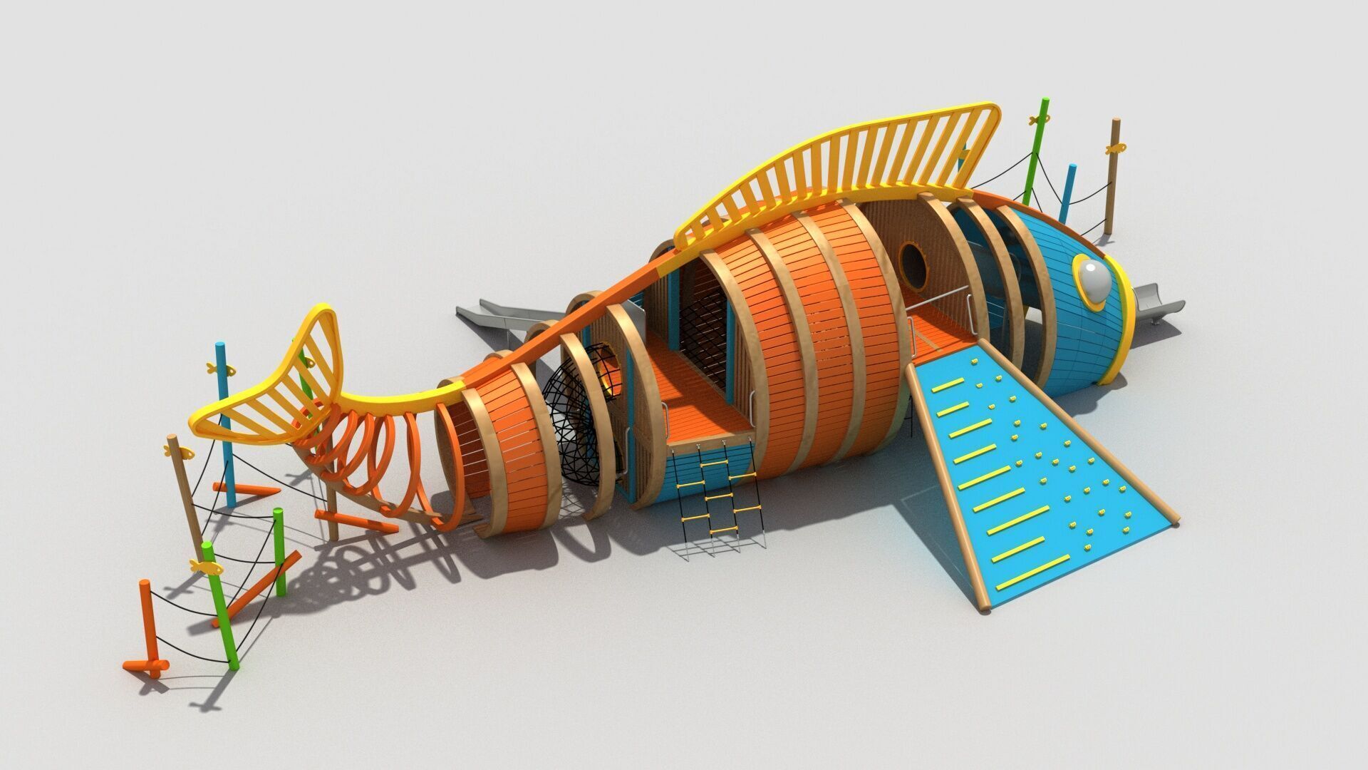 Fish themed playground combination 3D model_5