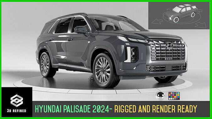 Hyundai Palisade 2024 SUV -hyper real-Rigged and Render Ready Low-poly 3D model