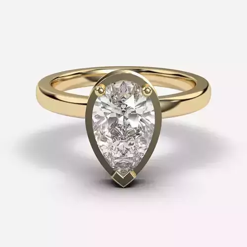 Pear Diamond Bezel Setting Solitaire Diamond Ring
