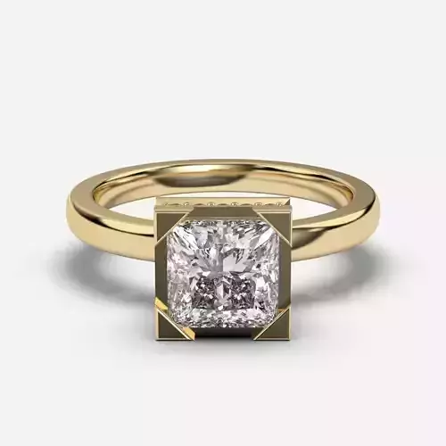Princess Diamond Bezel Setting Solitaire Diamond Ring