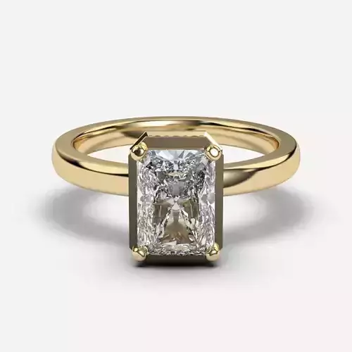 Radiant Diamond Bezel Setting Solitaire Diamond Ring