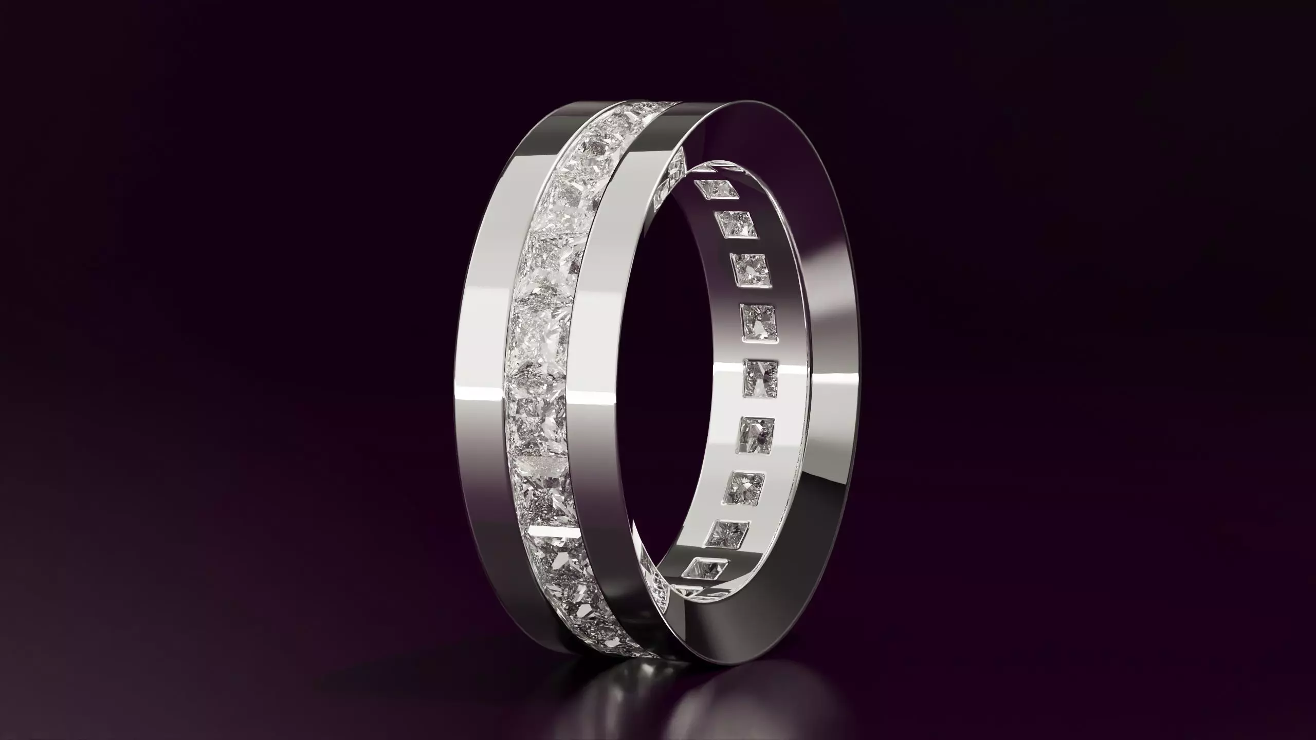 princess cut eternity ring N03 52EU size 3D print model