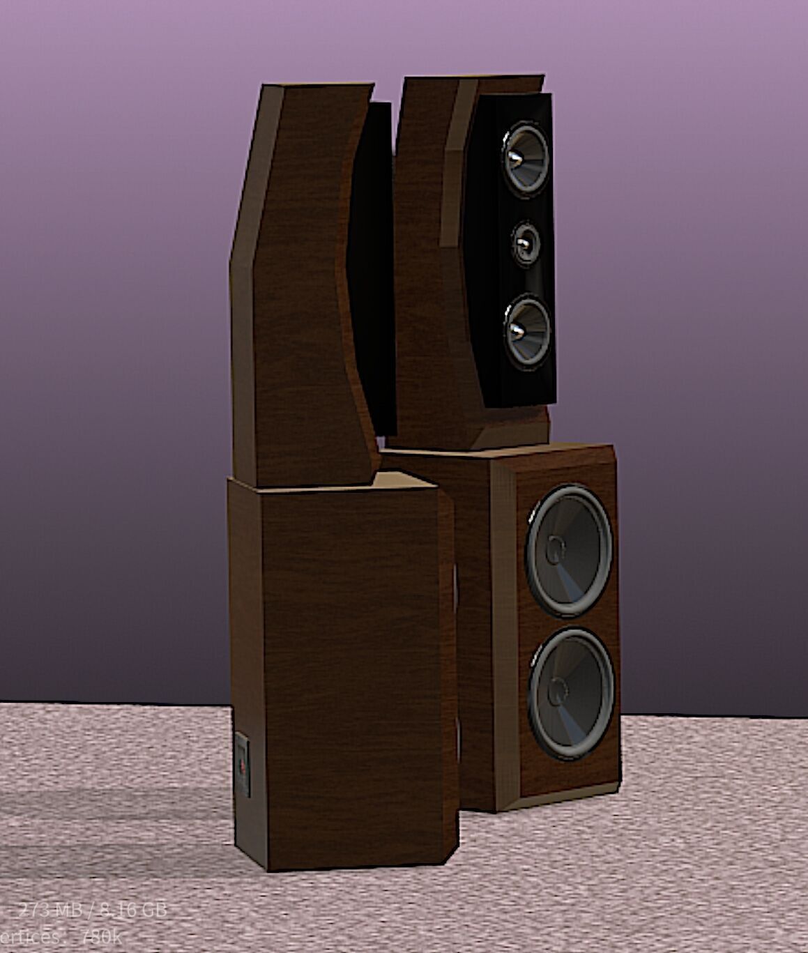 PBN Audio Xmax Speaker System - Mid Poly 3D Model 3D model_6