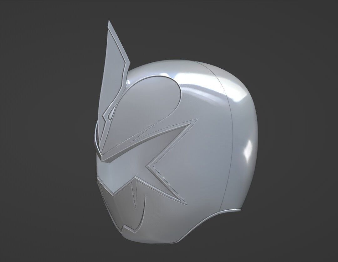 Power Rangers Dino Thunder White Ranger Abarekiller V2 Helmet  3D print model_6