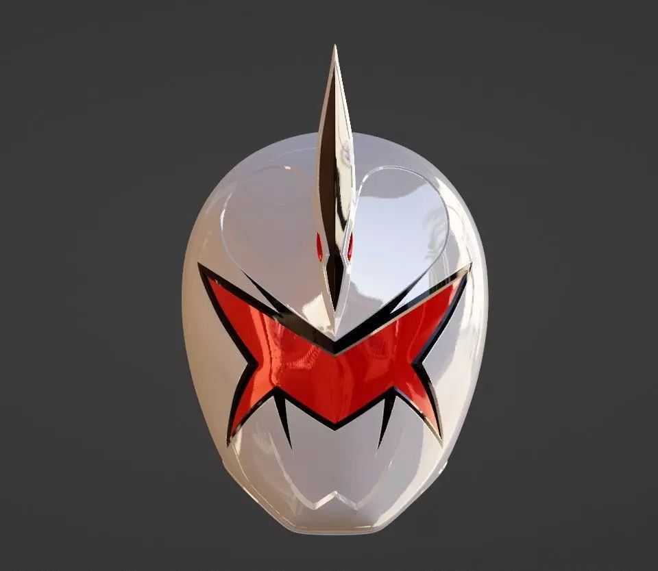 Power Rangers Dino Thunder White Ranger Abarekiller V2 Helmet  3D print model_0