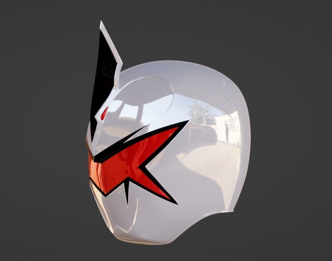 Power Rangers Dino Thunder White Ranger Abarekiller V2 Helmet  3D print model_1