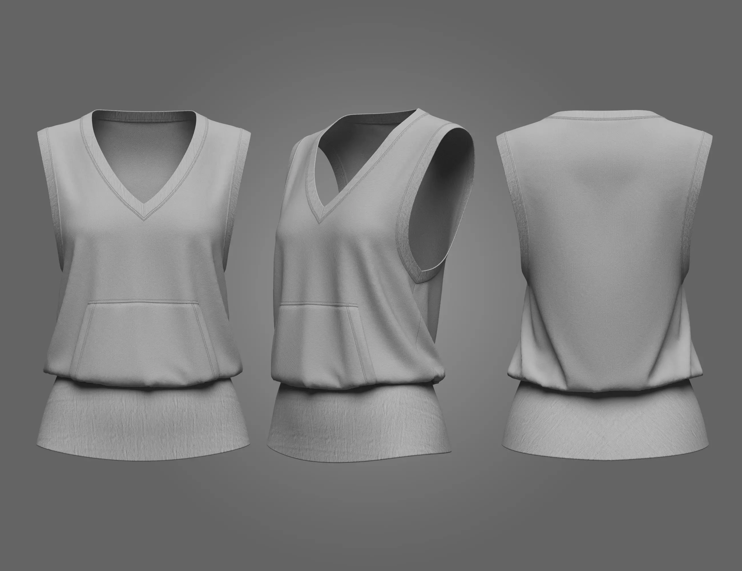 Female Sweat Vest 3D model_0