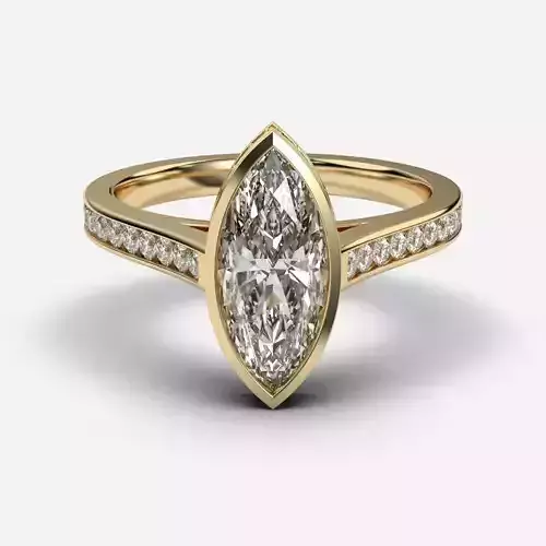 Marquise Diamond Bezel Setting Solitaire Diamond Ring