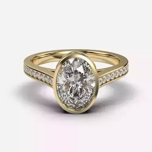 Oval Diamond Bezel Setting Solitaire Diamond Ring
