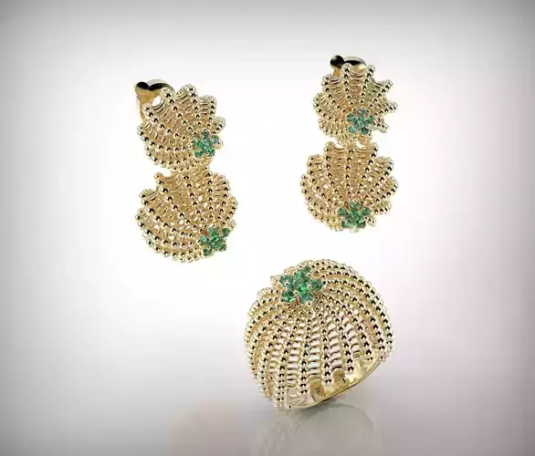 Cactus Set Ring and Earrings