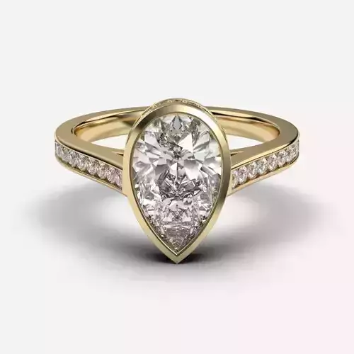 Pear Diamond Bezel Setting Solitaire Diamond Ring