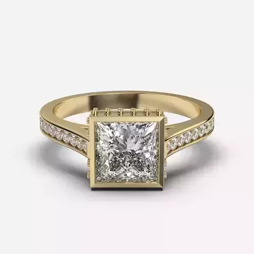Princess Diamond Bezel Setting Solitaire Diamond Ring