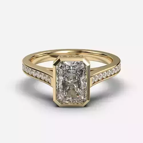 Radiant Diamond Bezel Setting Solitaire Diamond Ring