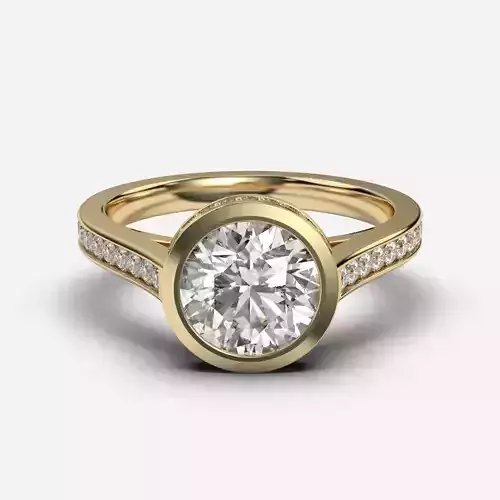 Round Diamond Bezel Setting Solitaire Diamond Ring