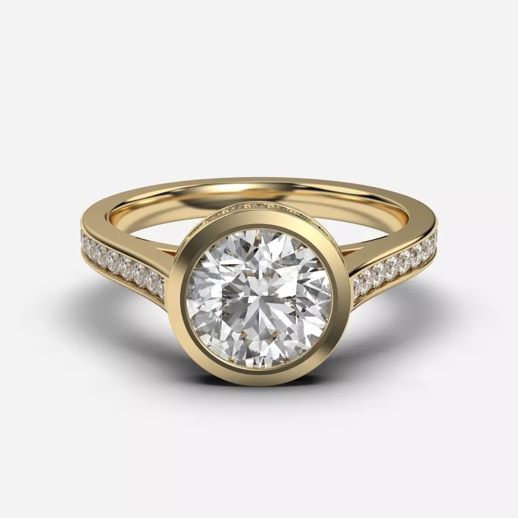 Round Diamond Bezel Setting Solitaire Diamond Ring 3D print model_0