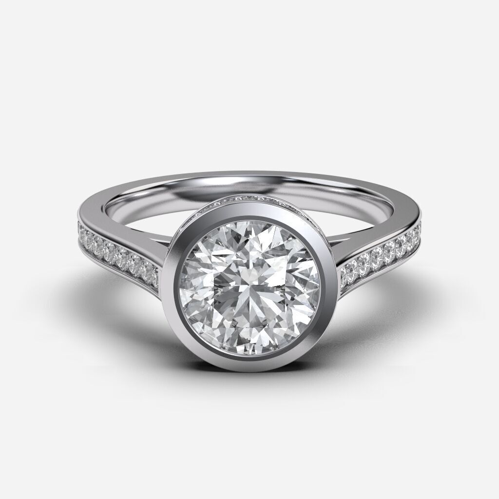 Round Diamond Bezel Setting Solitaire Diamond Ring 3D print model_8