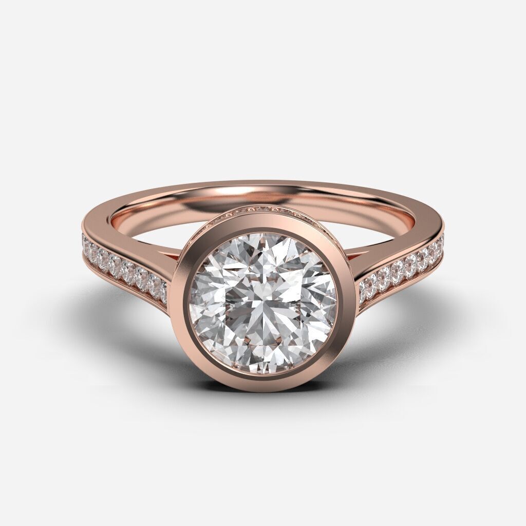 Round Diamond Bezel Setting Solitaire Diamond Ring 3D print model_4