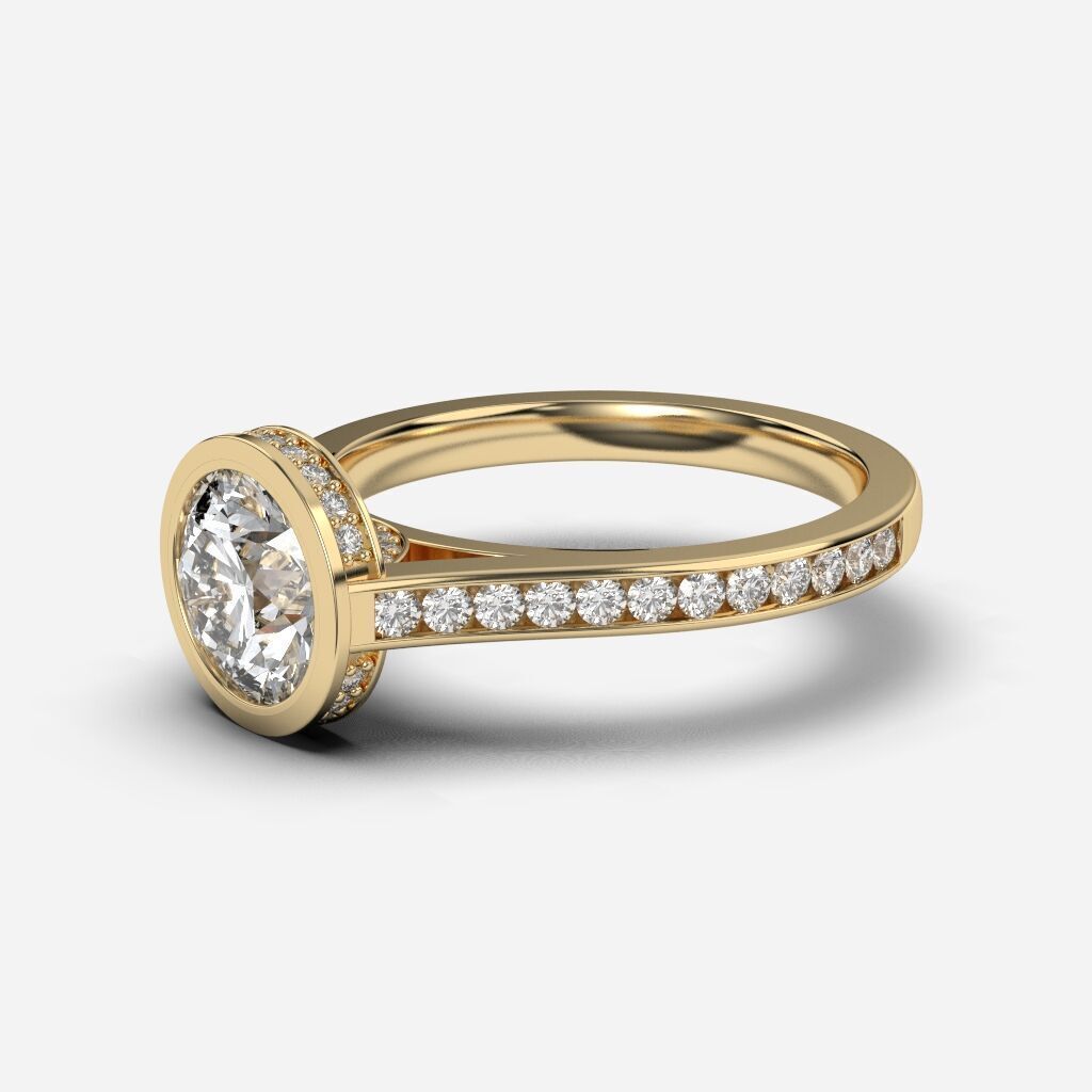 Round Diamond Bezel Setting Solitaire Diamond Ring 3D print model_1