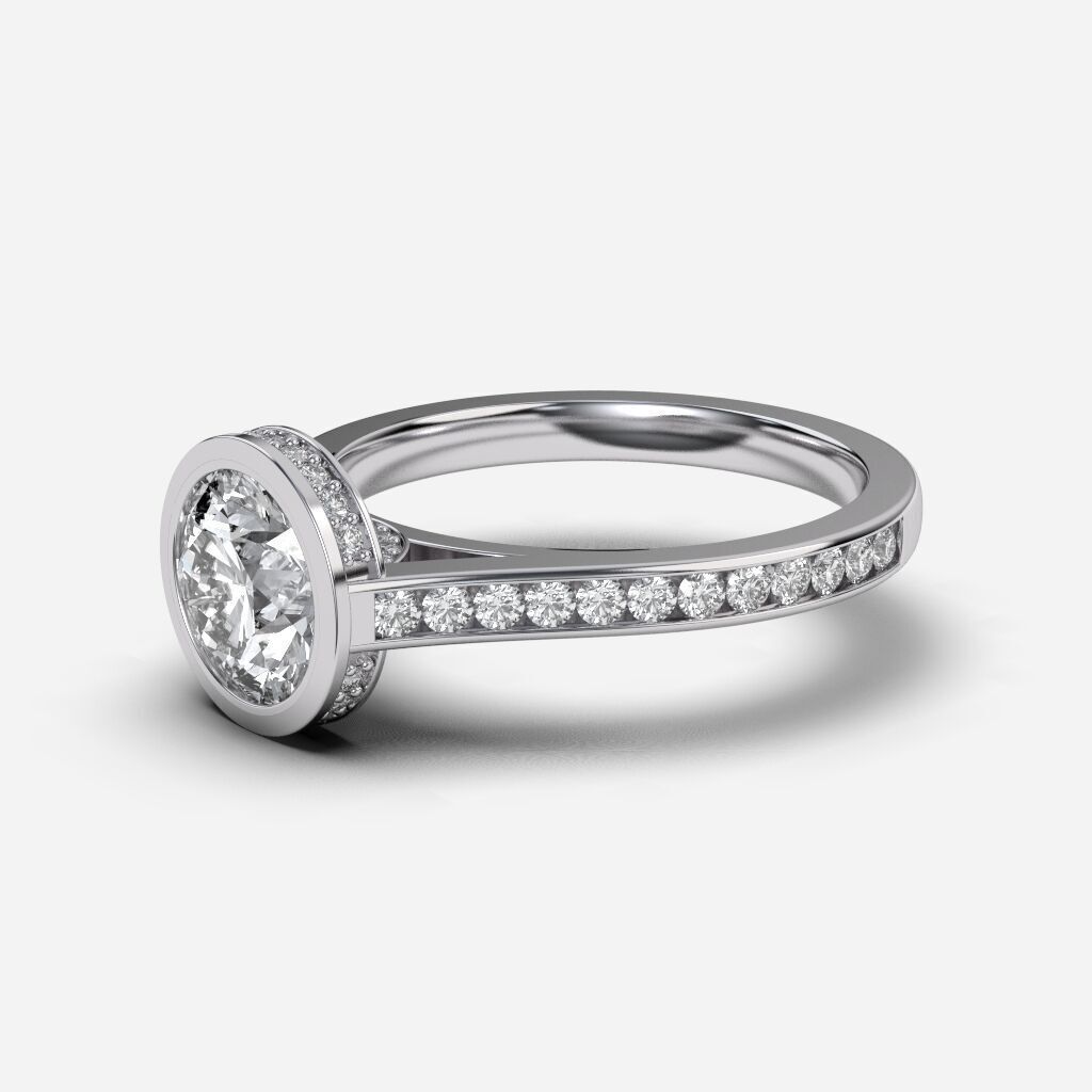 Round Diamond Bezel Setting Solitaire Diamond Ring 3D print model_9