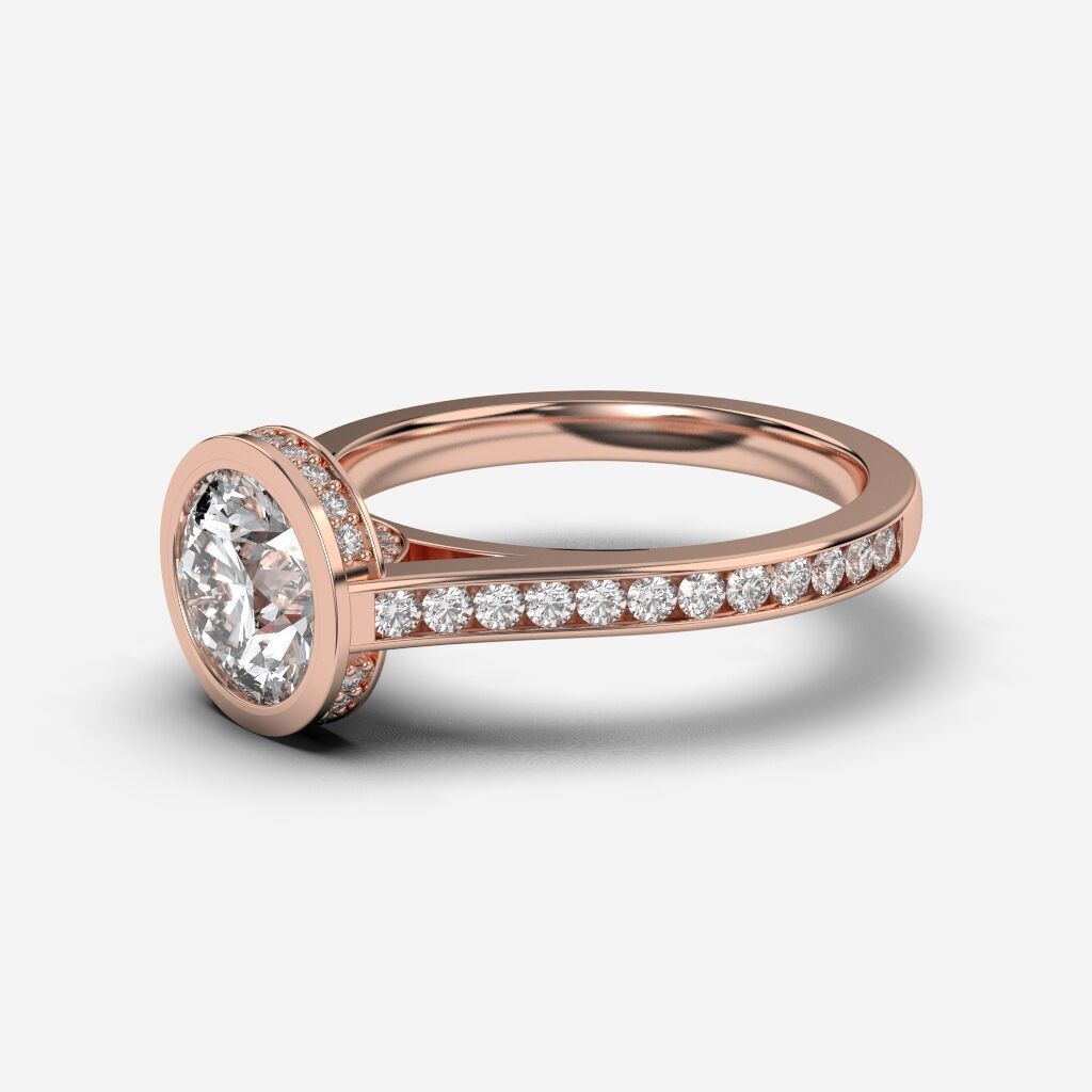 Round Diamond Bezel Setting Solitaire Diamond Ring 3D print model_5