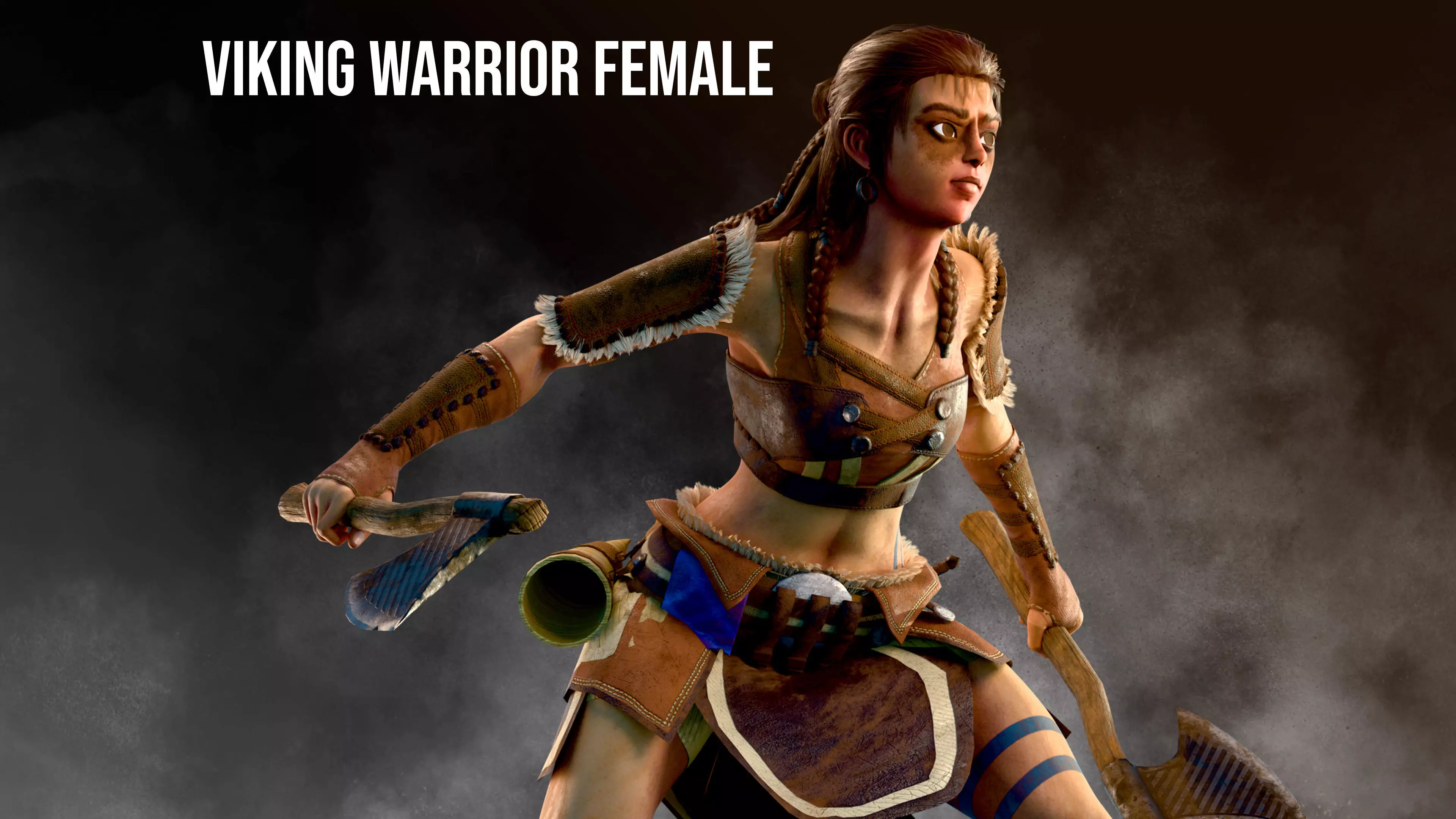 Viking Warrior Female Fully Rigged Game Ready Male Character 3D model