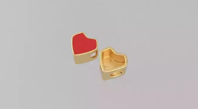 Pair of Heart-Shaped Enamel Pendant Charms 